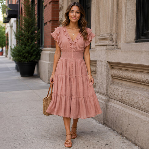 Clara Ruffled Georgette Dress