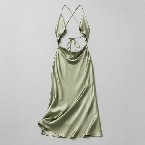 Juliet Satin Cowl Neck Dress