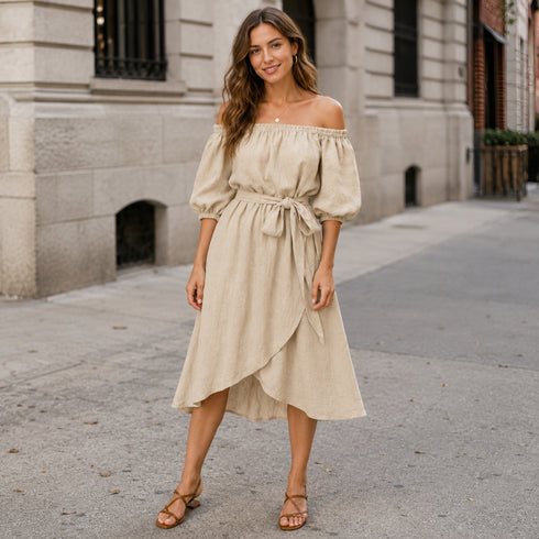 Rosalie Off-Shoulder Linen Dress